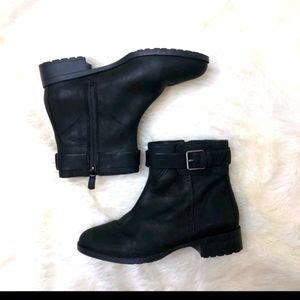 Cole Haan matte black monk strap ankle boots sz 8